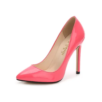 Ladies High Heels Pumps Patent Leather Shoes Pointed Toe Stiletto Shoes • £23.99