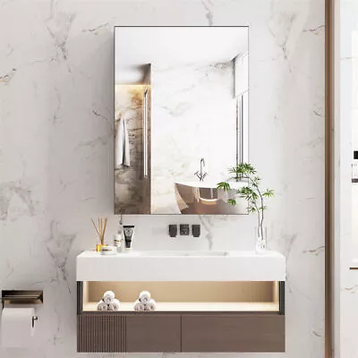 Modern Bathroom Mirror Cabinet Ample Vanity Unit Organiser Washroom Glass Mirror • $299.93