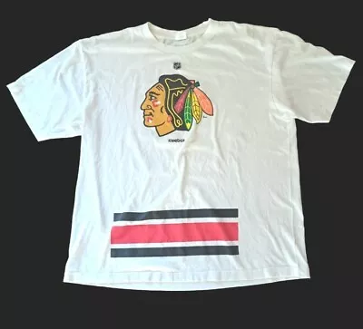 Vtg Reebok Clark Griswold Chicago Blackhawks Mens Size XXL White T Shirt NHL • $19.99