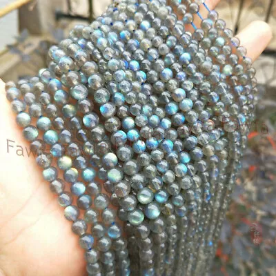 Natural 4mm Gray Blue Rainbow Labradorite Gemstone Round Loose Beads 15''Strand  • $6.89