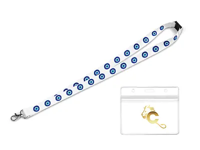 Cukko's Evil Eye Lanyard 🧿 Safety Breakaway Buckle 🧿Click Seal Clear Cardholer • £5.99