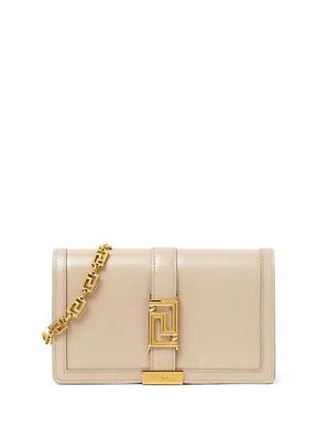 Versace Greca Goddess Beige/Gold Leather Chain Wallet Shoulder Bag New SS24 • $1711.30