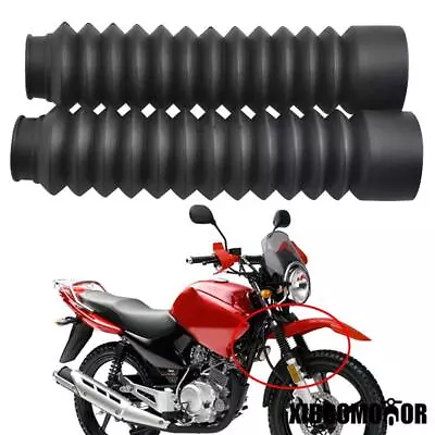 Black  2Pcs Front Fork Motorcycle Dust Cover Gaiters Gators Boots Shock Absorber • $11.92