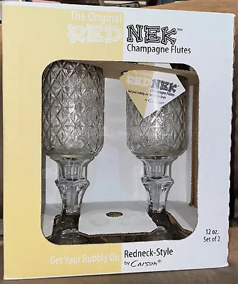 RED NECK CHAMPAGNE FLUTES SET OF 2 12oz. GET YOUR BUBBLY ON ORIGINAL • £38.60