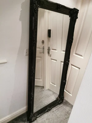 £100 • Buy Black Framed Full Length Huge Mirror Baroque Rococo Carved Floral Style 