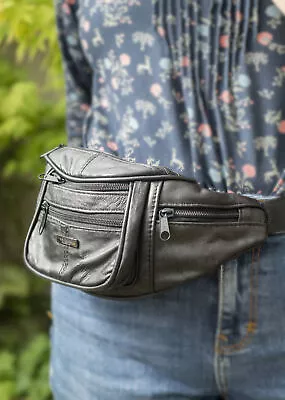 Soft Leather Waist Bag Bumbag With Multiple Zips • £12.99