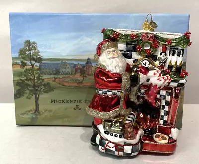 MacKenzie-Childs Christmas Blown Glass Ornament - Fireside Chat Santa RETIRED • $125