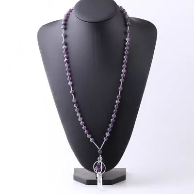 1pca Natural Crystal Stone Long Necklace Women Reiki Merkaba Pendant Necklaces  • $19.19