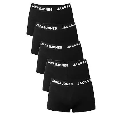 Jack & Jones Mens 5 Pack Boxer Shorts Underwear Multipack Trunks Black Size-L • £20.49