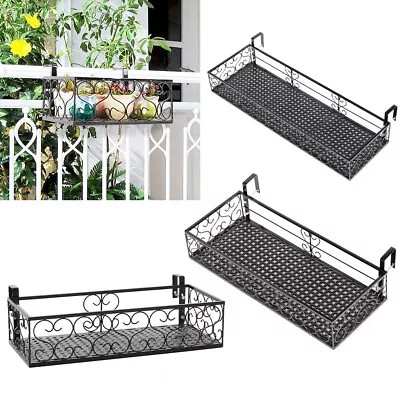 Hanging Planter Balcony Railing Flower Pot Plant Holder Shelf Garden Fence Decor • £11.95