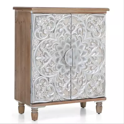 Accent Storage Cabinet Buffet Sideboard Distressed Decorative Cabinet W/ 2 Doors • $210.99