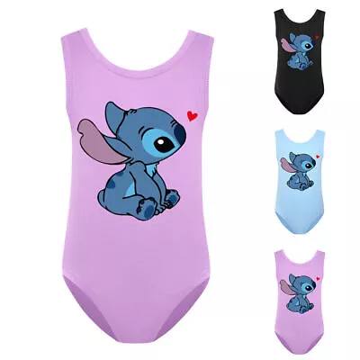 Kids Girls Lilo And Stitch One Piece Swimsuit Swimwear Swimming Costume Holiday • £9.24