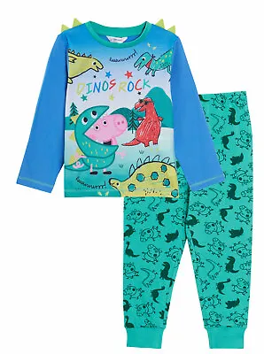 £13.95 • Buy Boys Peppa Pig George Pig Pyjamas Kids Luxury Dino 3D Spikes Full Length Pjs Set