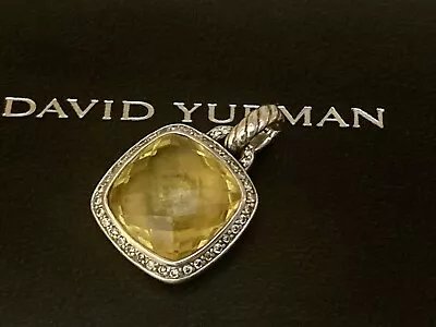 David Yurman  Sterling Silver 17mm Albion Pendant Lemon Citrine & Diamonds • $80