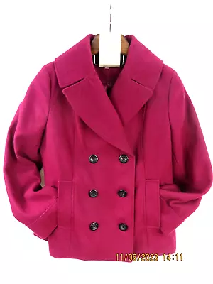 MERONA SZ XL Wool Blend Amaranth Pink Double Breasted Shawl  PEA COAT  JACKET • $45.80