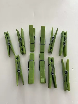 Lot Of 11 Vintage Plastic Clothes Pins / Avacado Green / Spring Loaded / 2.75” • $7.45