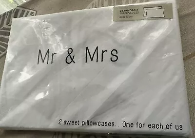 NEW JOHN LEWIS Mr & Mrs 2 Pillowcases Set 200 Thread Count 100% Cotton  Red Lips • £4.99