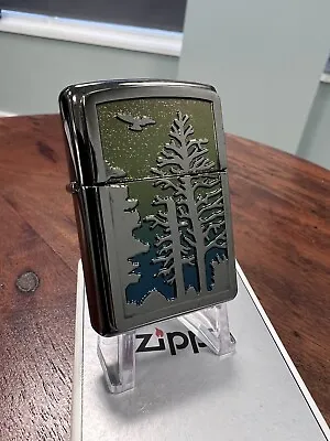 Zippo Windproof Collectible Lighter Black Ice RAINBOW FOREST 2004 NEW RARE • £99.95