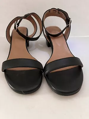 J. Jill Black Leather Open Toe Ariane Block Heel Sandals Size 7.5M Ankle Strap • $26.99