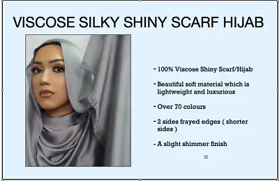 SILKY SHINY Hijab Scarf Maxi Wedding Plain Shimmer Shawl Wrap Sarong Elegant  • £3.90