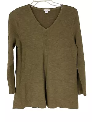 J. Jill Large Tunic Sweater Cotton Blend V-Neck Green Long Sleeve • $10.33