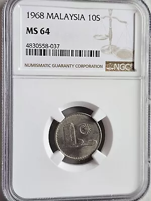 Malaysia 10 Sen 1968 NGC MS 64 • $50