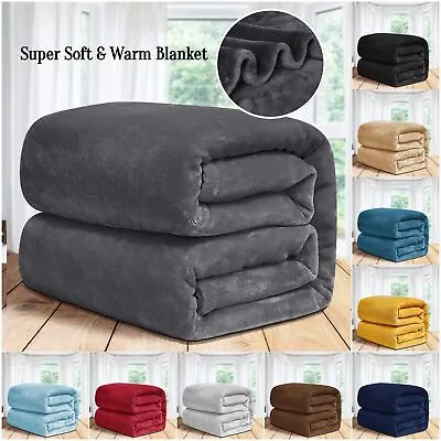 Large Luxury Faux Fur Throw Sofa Bed Mink Soft Warm Fleece Blanket Single Double • £11.99