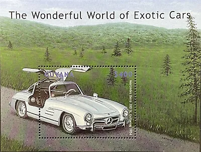 Guyana Exotic Cars Souvenir Sheet 2000 Mnh Mercedes Benz 300 Sl Gullwing 1954 • $3.99