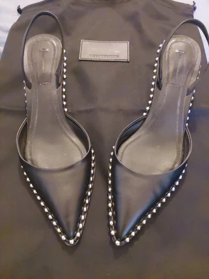 $250 • Buy Alexander Wang Ladies Black Rina Size 37 AU 7 Slingback Heels Exc Cond