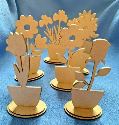 Wooden MDF Flower Craft Shapes Blanks 3mm Thick Spring Gifts Teacher Birthday • £3.25