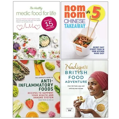 Nadiya's British FoodNom Nom ChineseMedic FoodAnti-Inflammatory Foods 4 Books • £24.99