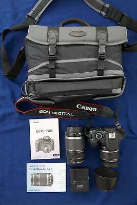 Pre-owned Canon EOS 550D 55-250mm Zoom Carry Case Bundle • £99