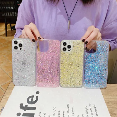 $3.98 • Buy Glitter Case For IPhone 14 13 12 11 Pro Max X XR XS 8 7 SE Bling Silicone Cover
