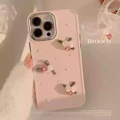 3D Pink Diy Pearl Electroplated Phone Case For IPhone15 14 11 12 13 Pro Max Plus • $10.99