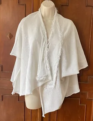 ZUZA BART Cardigan Sweater OS White Linen Assymetrical Lagenlook Boxy ArtToWear • £52.04