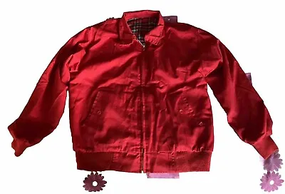 Vintage Haja Scottish Tartan Red Lightweight Summer Bomber Jacket Blazer Medium • £12.95