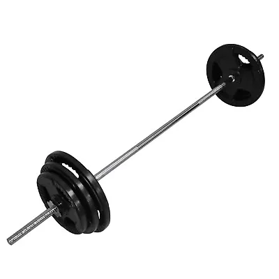 50kg Ez Grip Cast Iron Barbell Weight Set - 150cm Bar + 45kg Iron Weight Plates • $188.82