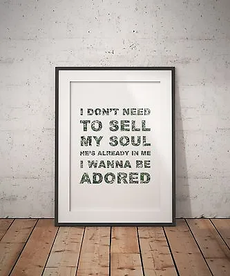 Stone Roses Quote Tribute Typography Art Print Poster I Wanna Be Adored • £8.99