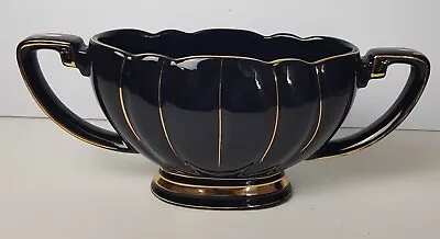 VINTAGE Sadler Ceramic Mantle Vase Black & Gold Decorative L14.5cm Vgc • £12.99