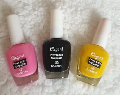 3 X Gabrini Provitamin Nail Polish - Black 338 Pink 307 & Yellow 305 - Festival • £7.99