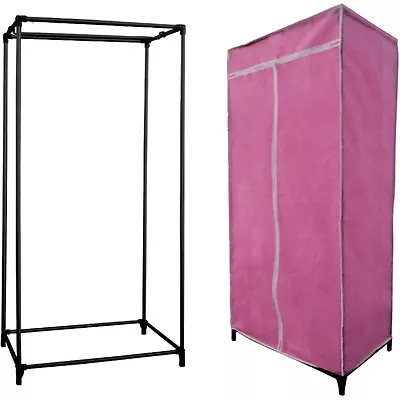 Single / Double Canvas Wardrobe Rail Clothes Storage With Zip Cover • £114.90