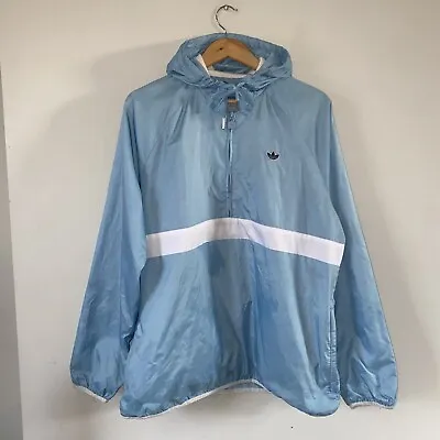 Adidas Originals Olympics Mens Windbreaker Half Zip Jacket Baby Blue Large • £40