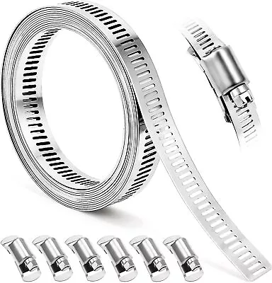 Hose Clamp DIY 8.5 FT Metal Strapping With Holes + 6 Fasteners Hose Clamps Sta • $21.07