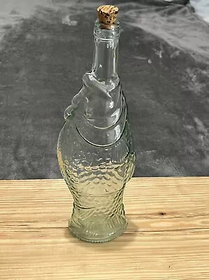 13  High Fish Shaped Wine Bottle Collectible Vintage Clear W Blue/Green Tint • $26.95