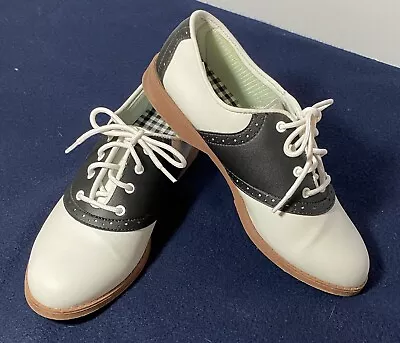 Predictions SADDLE SHOES Black&White Lace Up Oxford SZ 7  Vintage Style 1950/60s • $21.99