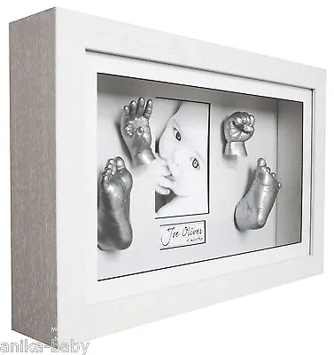 New 3D Large Baby Casting Kit + White Deep Box Frame Christening Memory Keepsake • £81.70