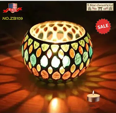 Mosaic Glass Dinner Wedding Party Candle Holder Gift Set Home Decor Candle Free • $3.59