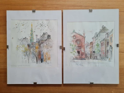 £30.70 • Buy 2x Mads Stage Art Print / Picture / Watercolor / Lithograph, Copenhagen Denmark
