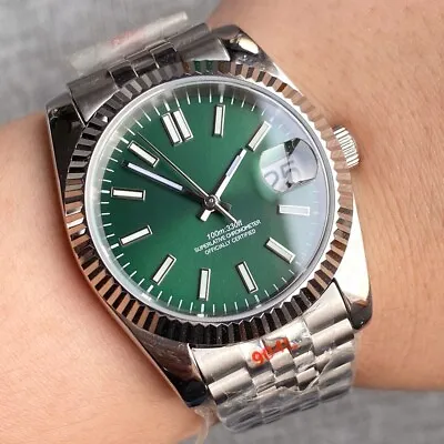 40mm Sterile Green Dial Sapphire Glass NH35A Automatic Mens Watch Jubilee Strap • £72.89