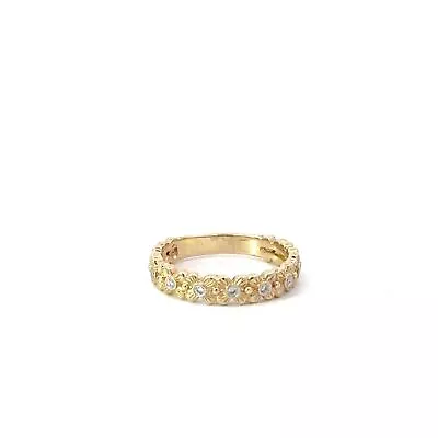 Gabriel & Co 14k Yellow Gold & Diamond Flower Band Sz 8 • $499.97